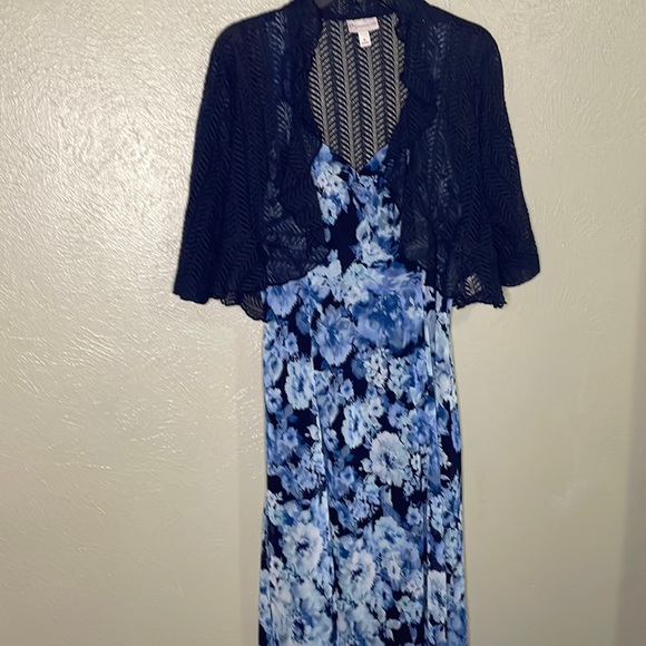 D B Established 1962 Blue Floral Dress 2 piece size 16 - Picture 2 of 12